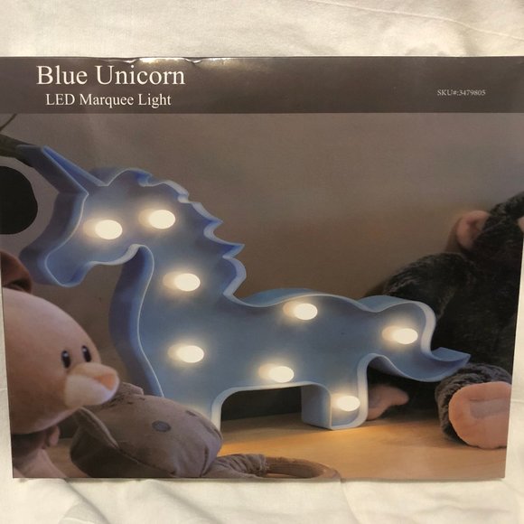 NIB Blue Unicorn LED Marquee Light - Picture 2 of 6
